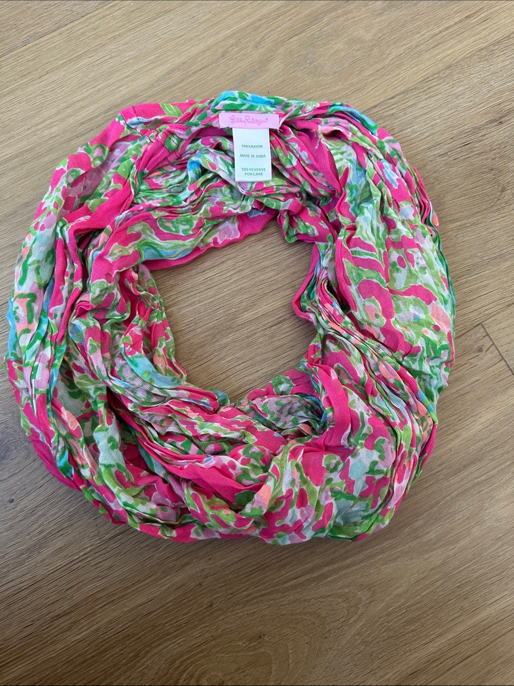 Lilly Pulitzer Pink Green Floral Infinity Scarf